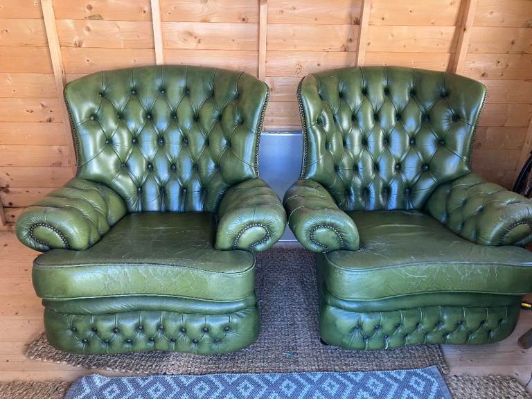 image for Handsome leather vintage armchairs