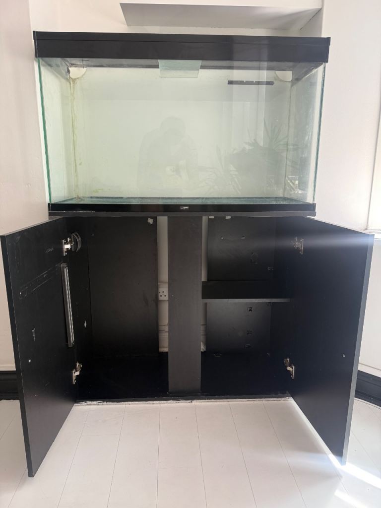 200L Large Black Fish Tank and Cabinet