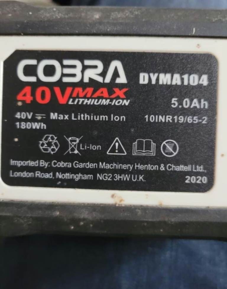 COBRA 40V MAX Lithium-Ion Battery DYMA104 – Good Condition