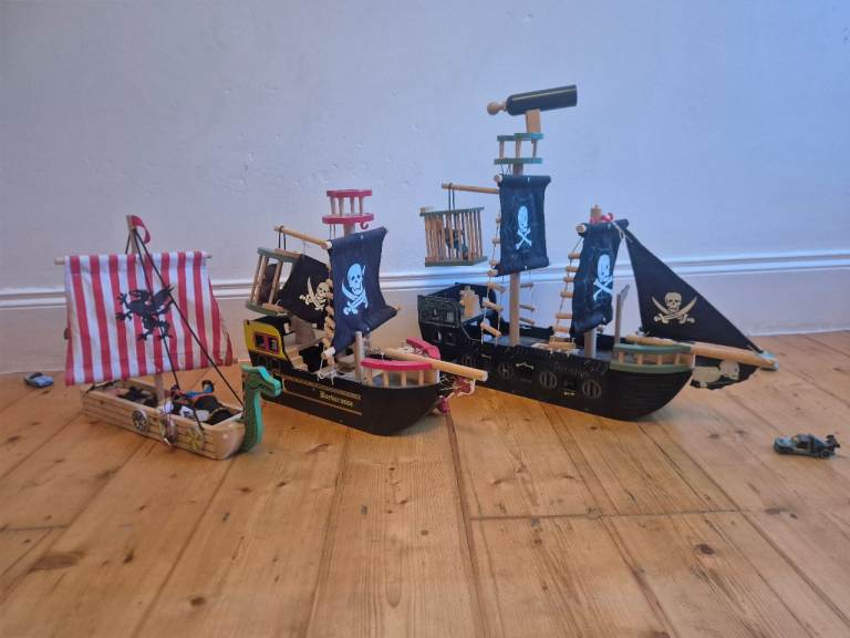 Wooden pirate and viking ships 
