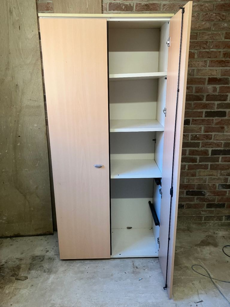 Large Solid Storage Cupboard Wardrobe - office, garage storage Good Condition