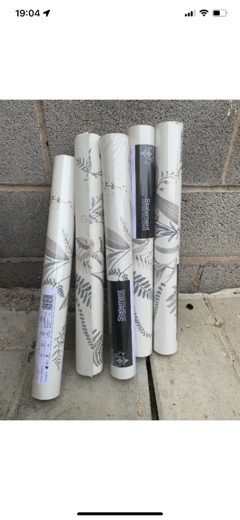 Blomberg Botanical Wallpaper Rolls – New, White with Grey/Yellow Pattern