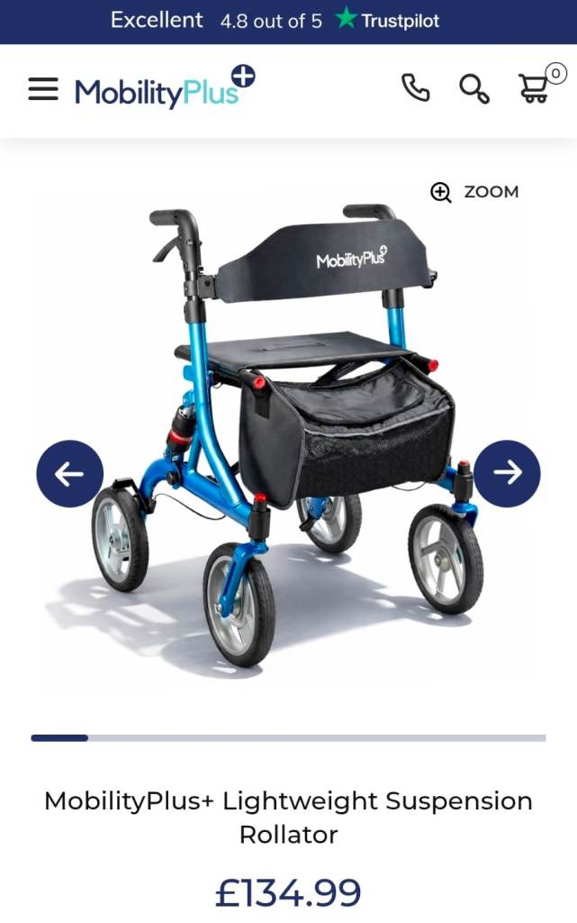 MobilityPlus+ Lightweight Suspension Rollator/ walker