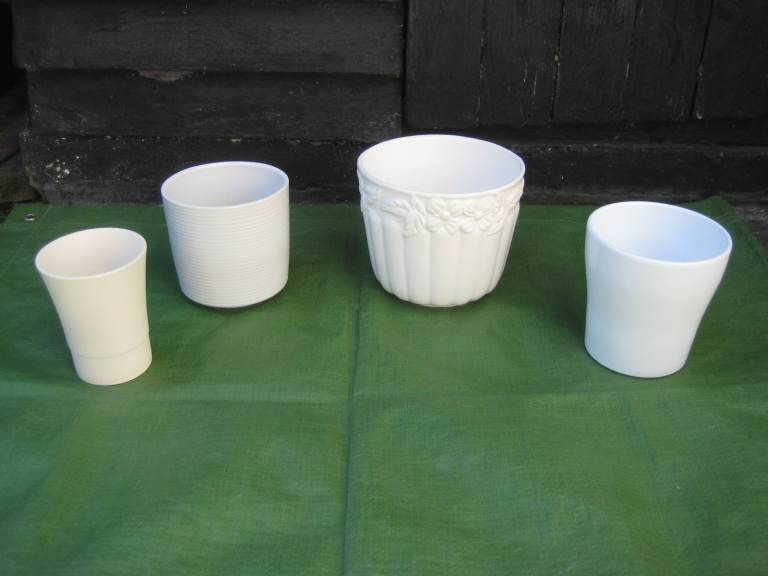 Selection of 4 White Ceramic Vases:  £4.00 Each OR 4 for £12.00