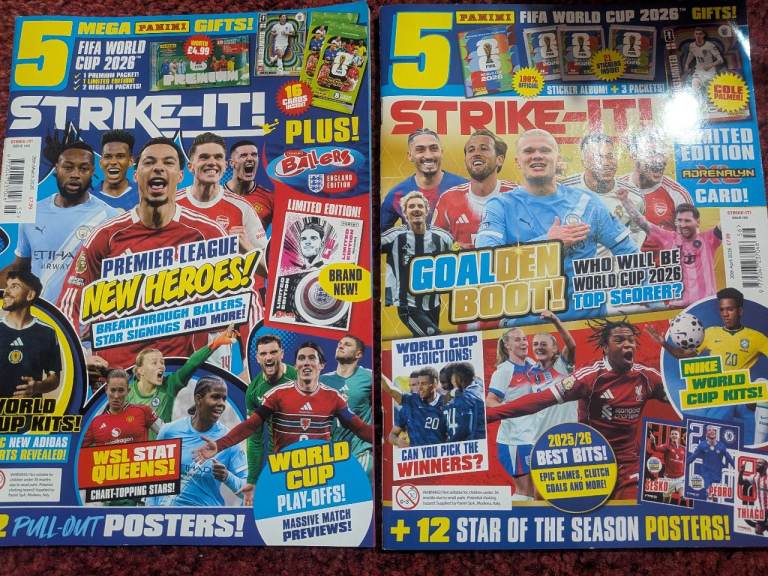 Strike-It 155 and 156 FIFA 2026 World Cup x2 NEW 🏆 Bundle Football Premier League Magazine ⚽ 