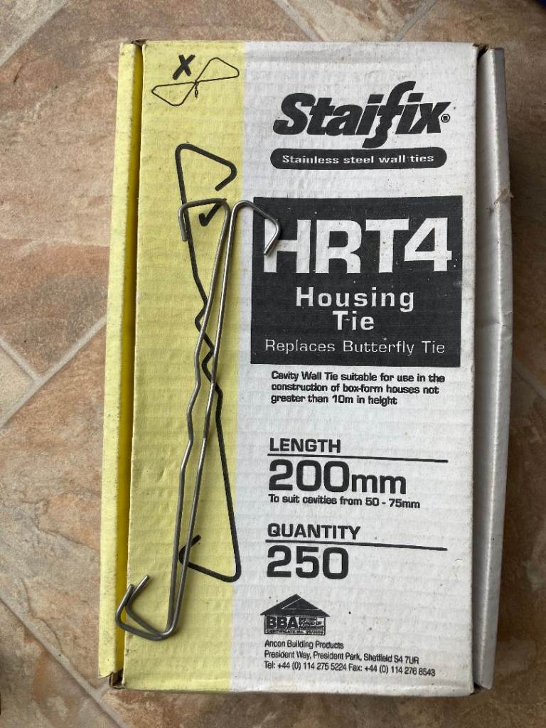 Staifix HRT4 Wall Housing Ties 200/225mm x 250 for cavities 50-100mm