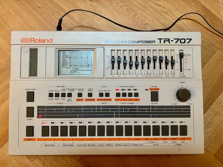 image for Roland TR-707 Drum machine with both HKA V2 ROM Expansion and Cymbals Board