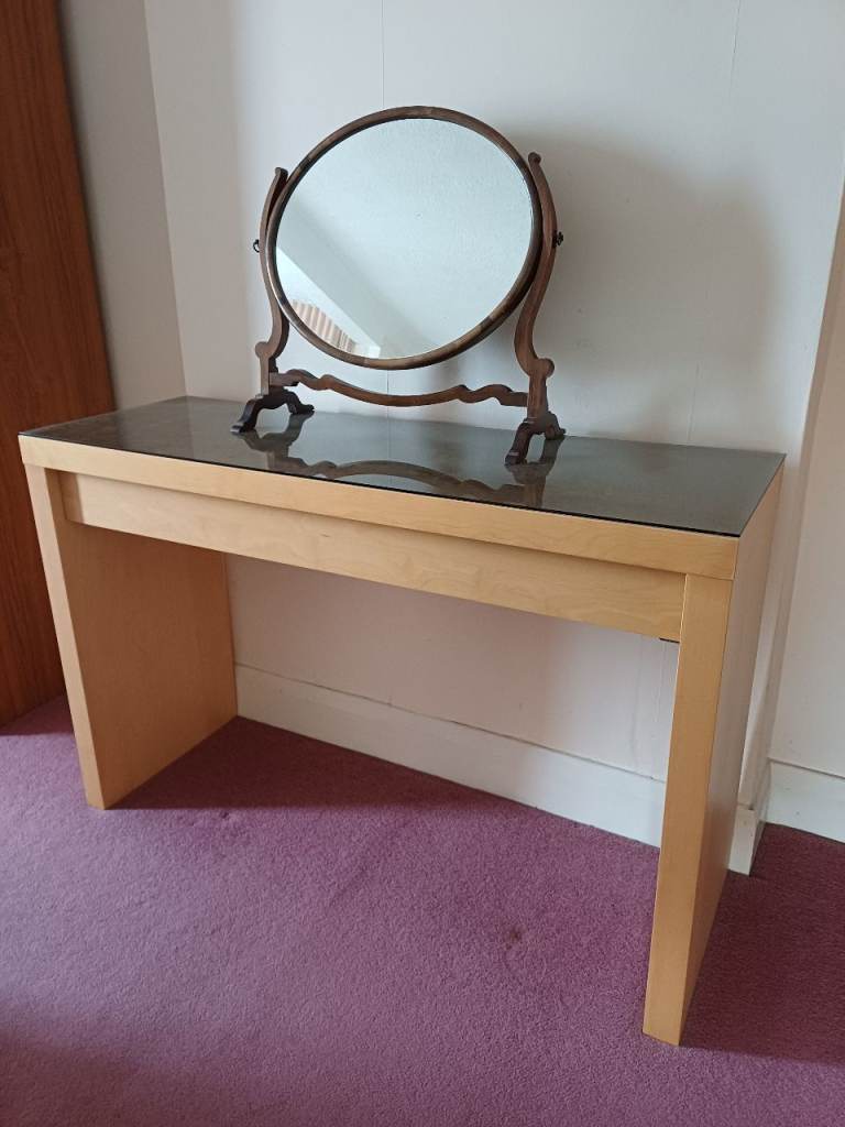 Wooden Dressing Table with Glass Top – Good Condition
