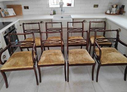 Set of 8 Regency Style Mahogany Dining Chairs (Incl. 2 Carvers)
