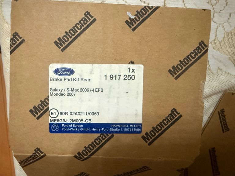 Ford Galaxy front and rear brake pads and fuel filter