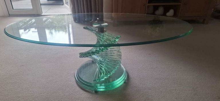 Glass oval coffee table