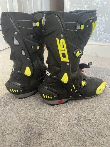 Sidi Vortice Black & Fluoro Yellow Motorcycle Motorbike Race Boots Size Uk 12.5 EUR 48