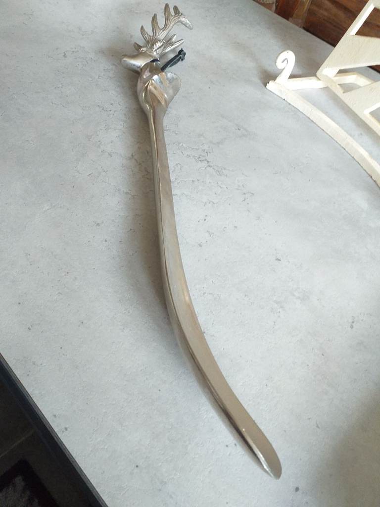Very Large, Heavy Metal Stag Shoe Horn.. 20"