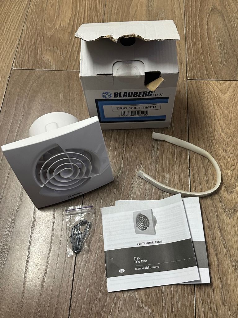 Blauberg Trio Low Energy Bathroom Wall Ceiling Humidity Extractor Fan with Timer - 4” 100mm - TRIO-1