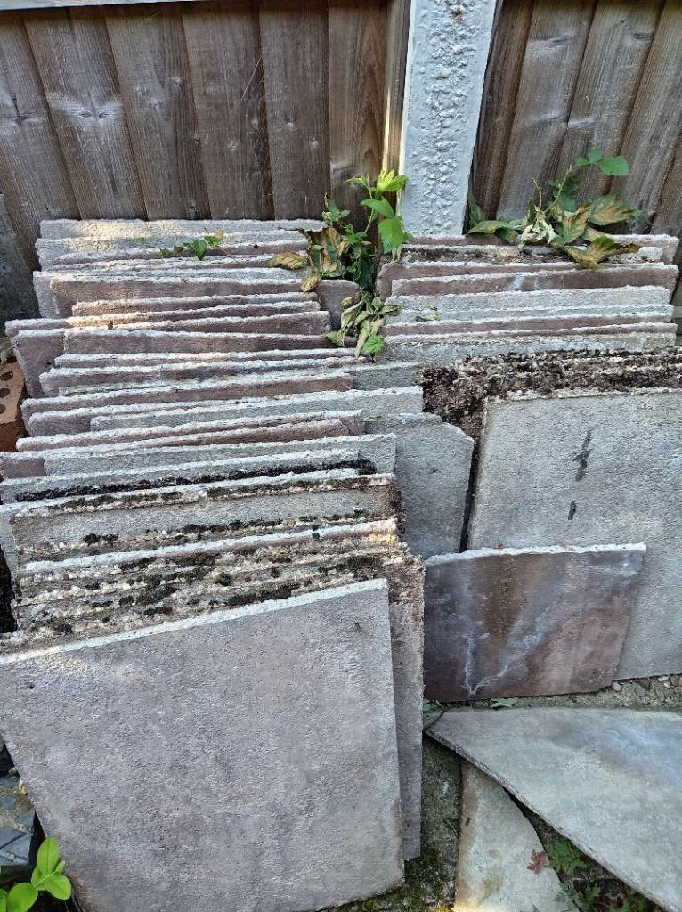 Free Used Grey old large roof tiles - suitable for breaking/hardcore