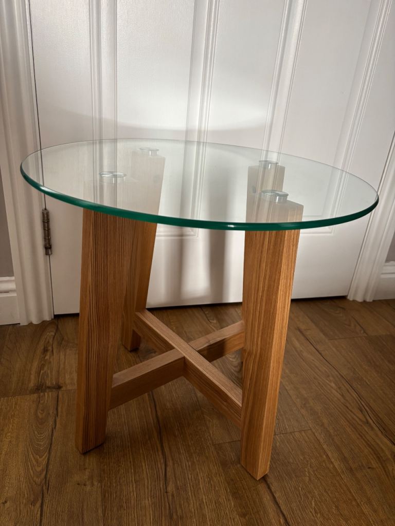 Habitat Glass and oak side table
