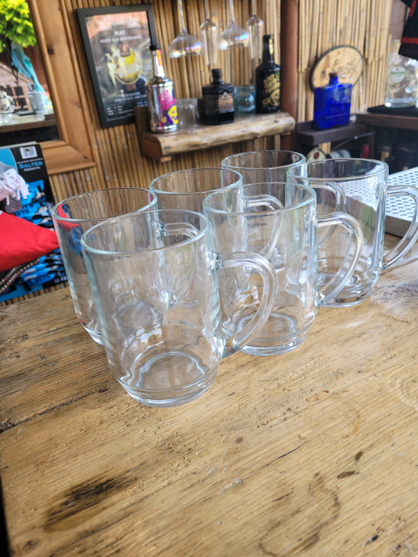 6 pub quality pint glasses with handles