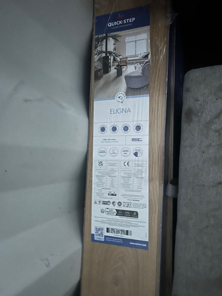 5 unopened boxes of Quick-Step Eligna Laminate Flooring and Underlay - New