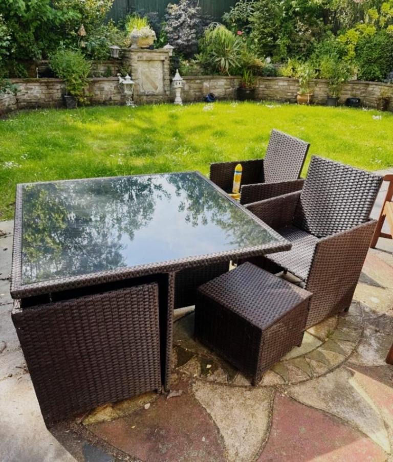 Rattan Garden Patio Furniture Set – Brown, Good Condition