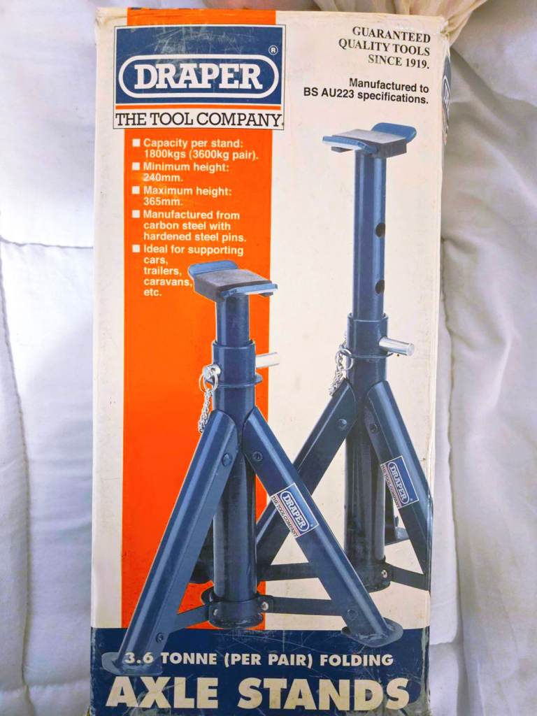 Draper Axle Stands - Pair of Car Vehicle Supports Lift Up To 3.6 Tonnes Folding Axel Trailer Caravan