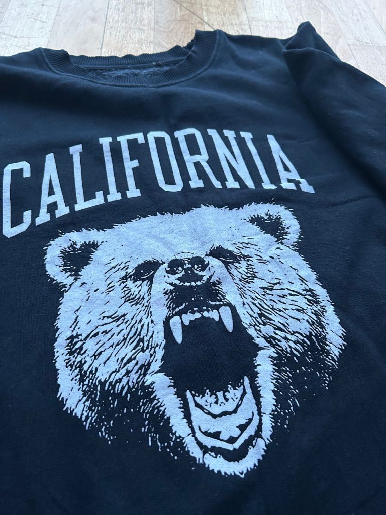 Vintage-Style California Republic Bear Graphic Sweatshirt/L