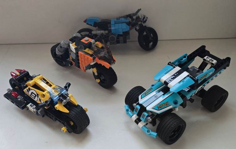 Lego bike and car bundle pull back action.