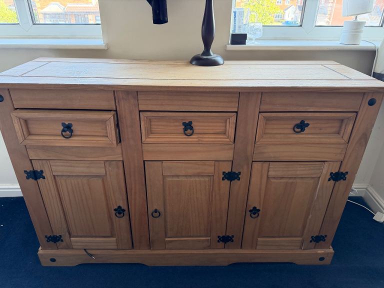 Solid Wood Sideboard with Drawers and Cupboards