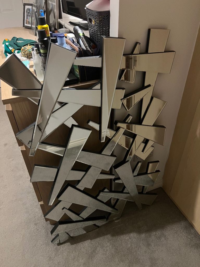 💥Pagazzi Design Splinter Silver Mirror 120x80cm – Great Condition💥