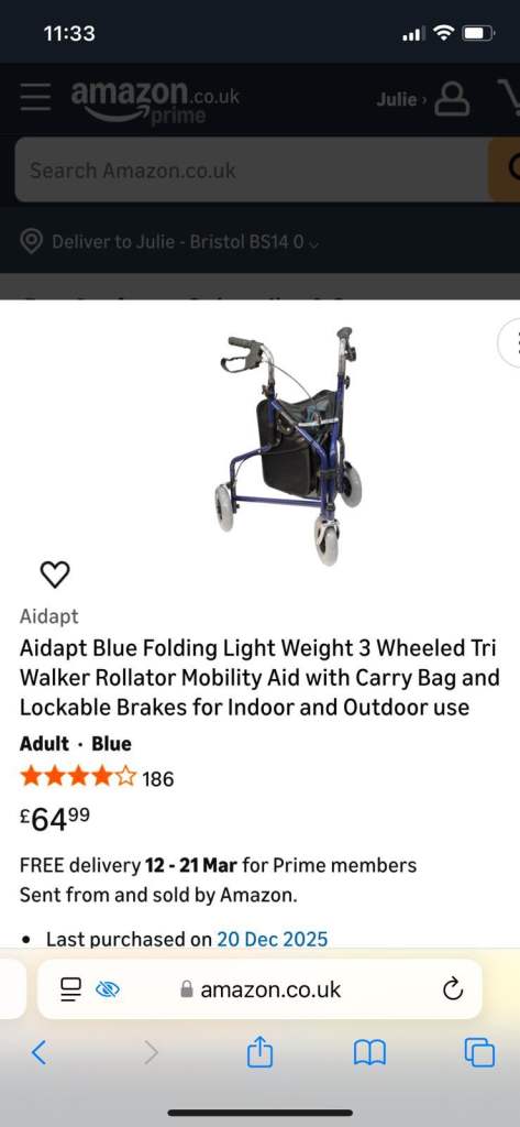 3 Wheeled tri walker/Rollator