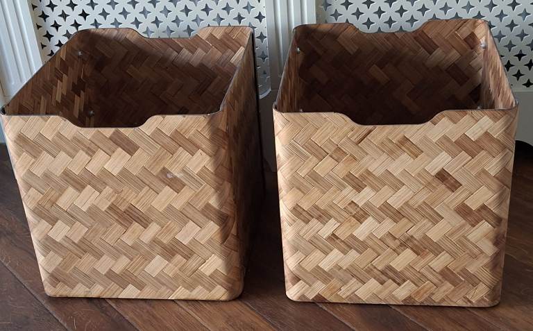 Two IKEA BULLIG Storage Boxes 32 x 35 x 33 cms in VGC 