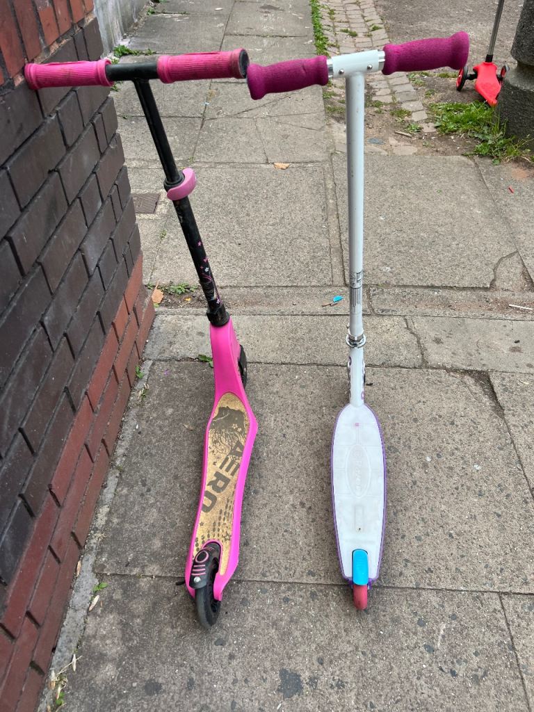 Pair of Kids Scooters - Pink Aero and White Razor