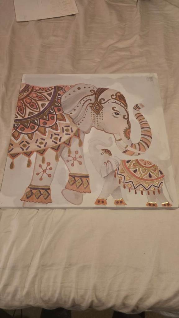 Elephant Wall Art Picture – Multicoloured, Good Condition