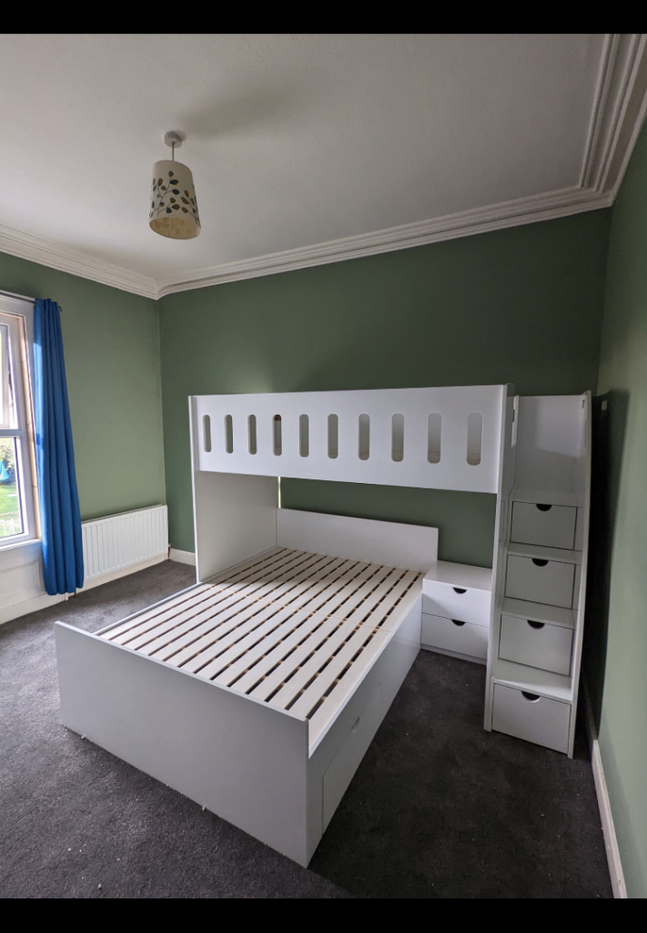 SOLD Fantastic triple L shaped bunk with double and single bed 