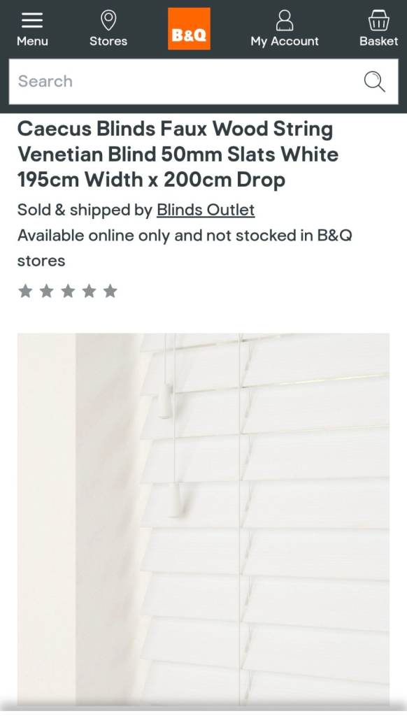 NEW Caecus Blinds Faux Wood Venetian Blind White 195cm x 200cm Drop