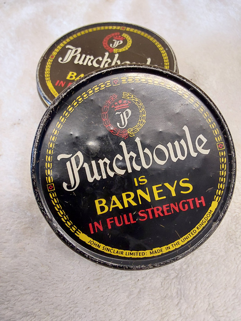 Pair of vintage 1oz tobacco tins - J P Punchbowle 