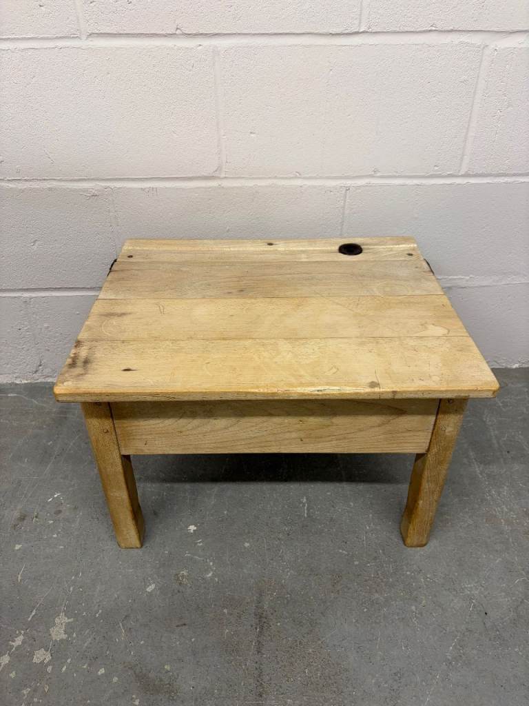 1950's Single Wooden School Desk With Lift Up Lid Modified To Coffee Table