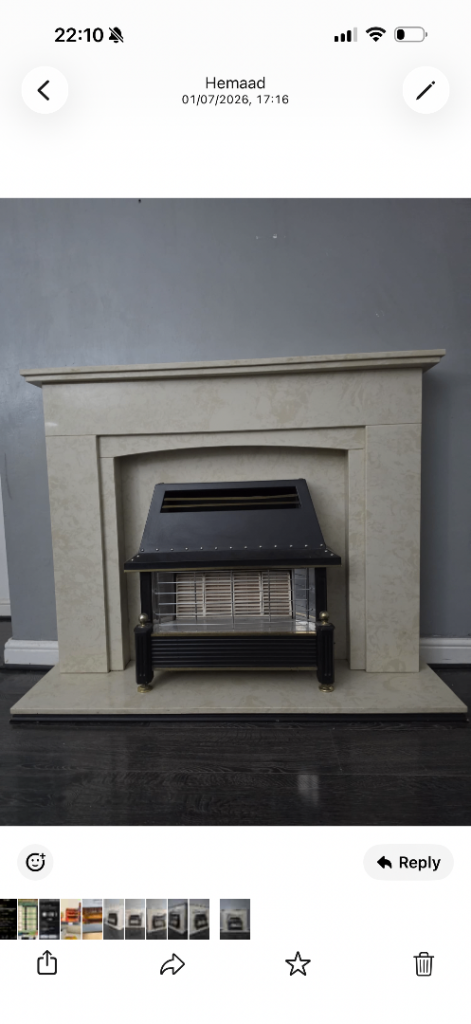 Marble Effect Fireplace Suite with Gas Fire.