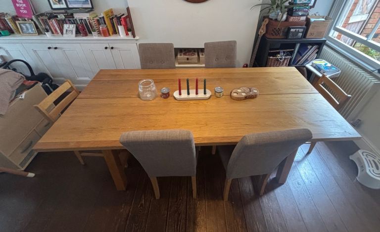 Solid Wood Dining Table with 6 Chairs