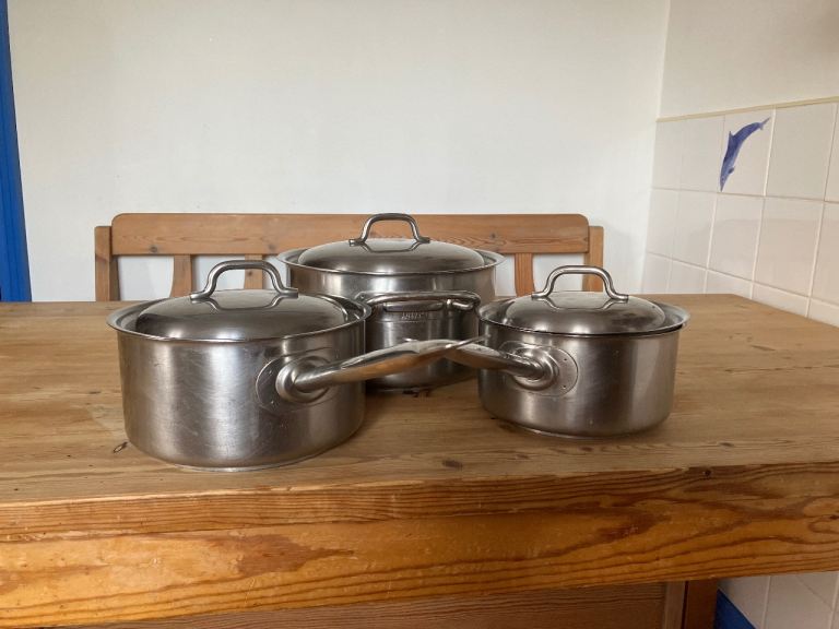 Set of 3 Sitram Saucepans with lids 