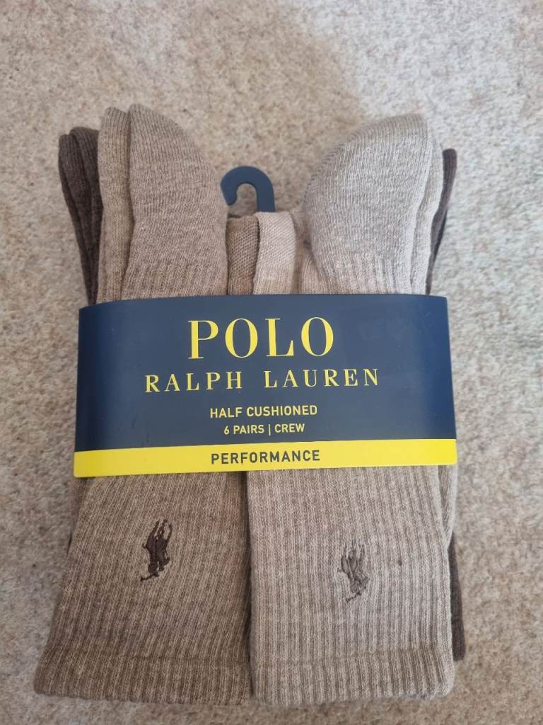 New Polo Ralph Lauren Half Cushioned Crew Socks - 6 Pairs