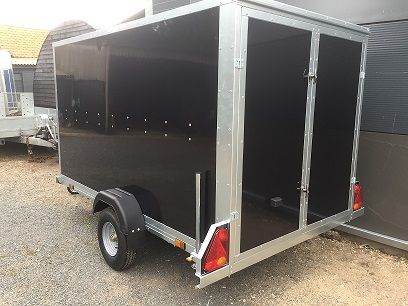 Box Trailer Single Axle 9' x 5' x 5' in Black or White - Tickners GP955
