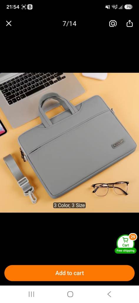 New Light Grey Laptop Bag with Shoulder Strap