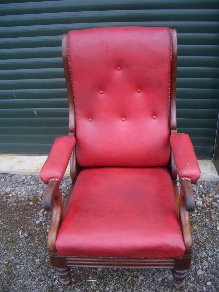 Rare Vintage William IV Adjustable Mahogany Library Armchair