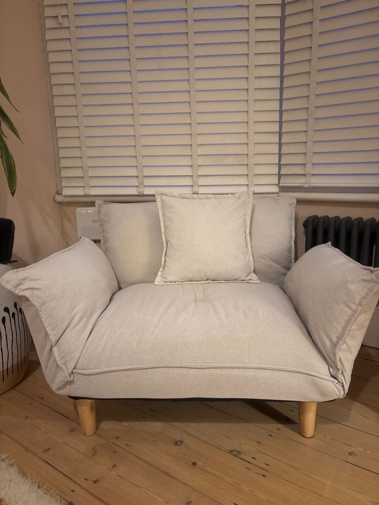 Comfy Beige Armchair/Small Sofa – Good Condition