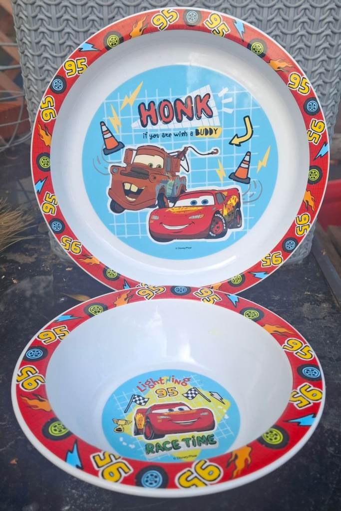 Kids cars  plastic bowl and plate