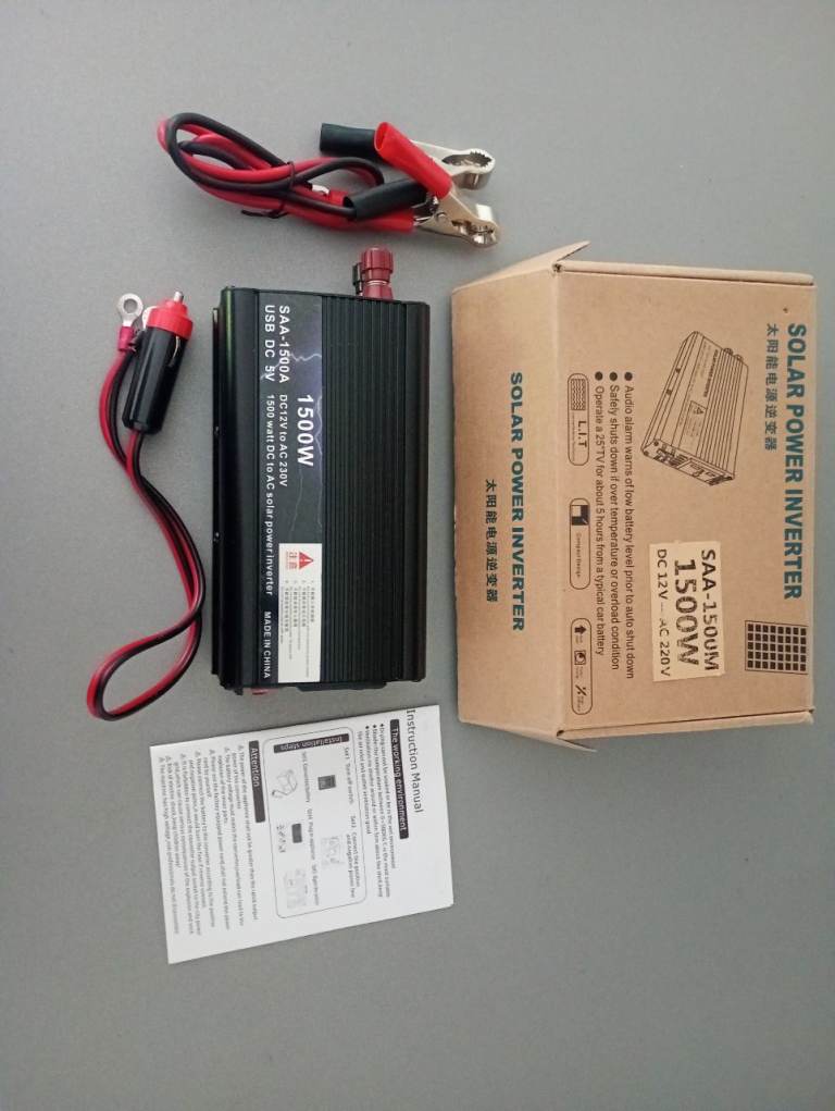 Power inverter 12v to 240 v. Portable and handy in campervans or cars