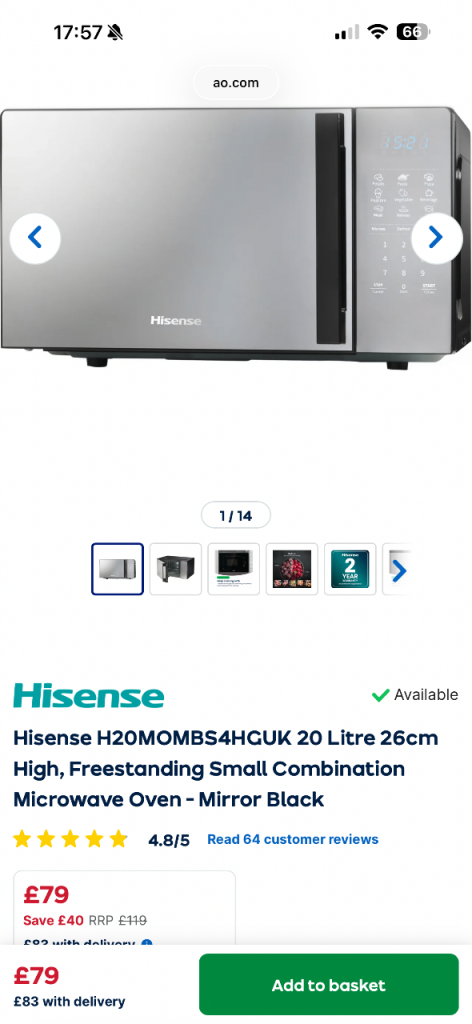 Hisense microwave oven 20 Litre