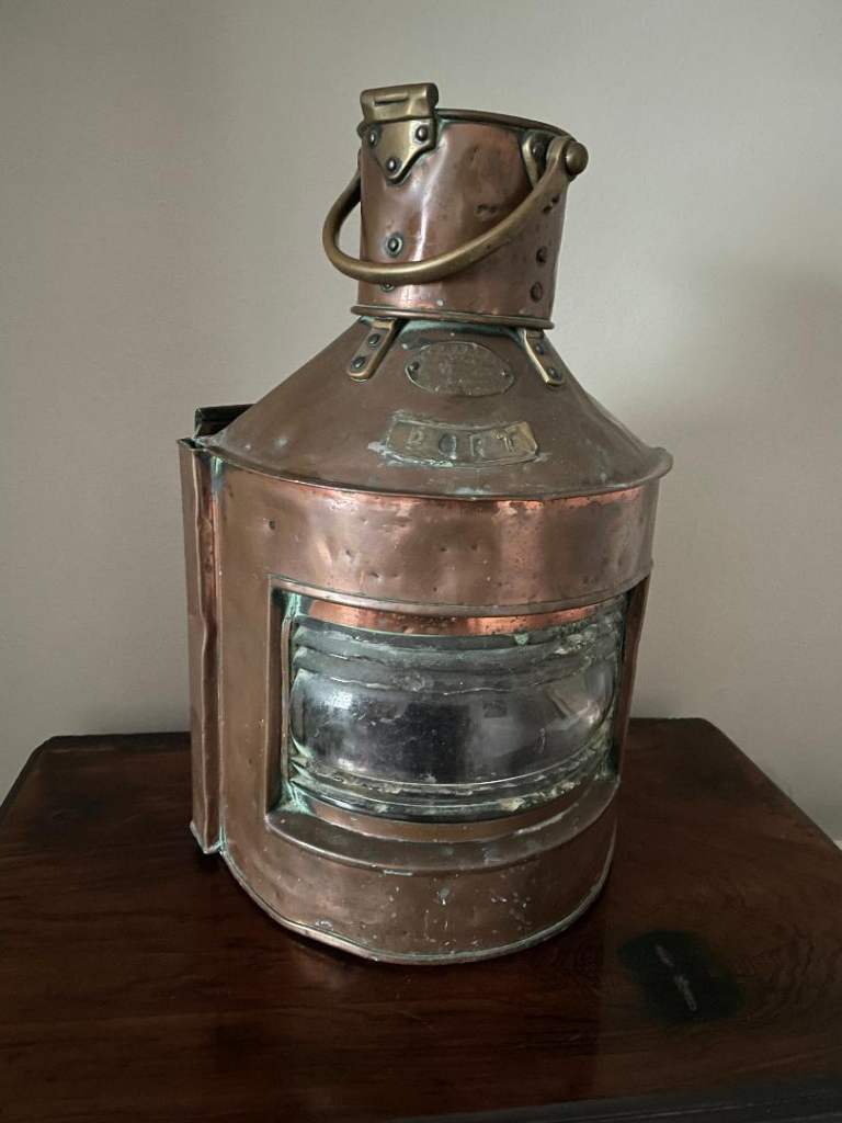 Vintage nautical marine W M Harvie & Co 1905 Port ship's lamp.