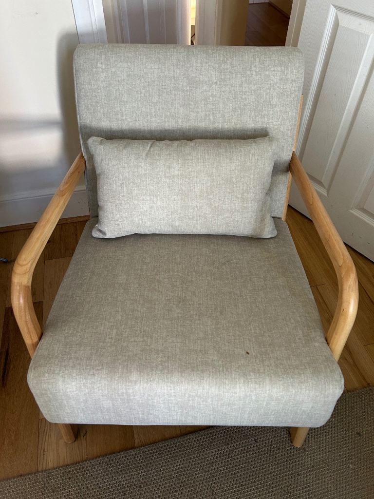 Lovely Armchair with Wooden Arms as New