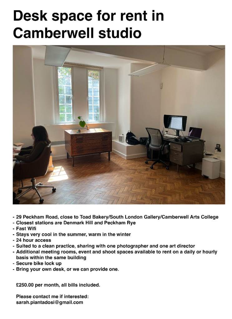 Desk Space Available in Camberwell Studio